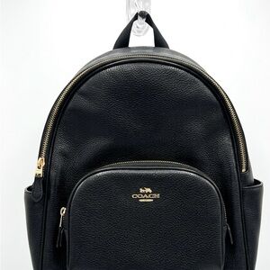 Coach Black Pebbled Leather Backpack with Gold Accents